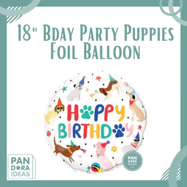 18" Birthday Party Puppies Foil Balloon | Balon Foil Bday Puppies