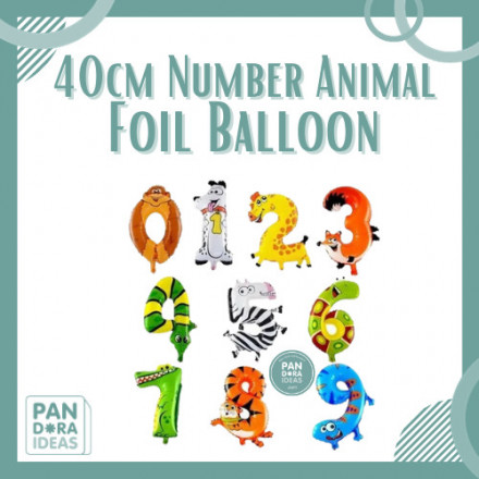 40cm Number Animal Edition Foil Balloon | Foil Angka Motif Hewan