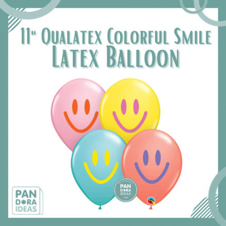 11" Qualatex Round Colorful Smile Latex Balloon