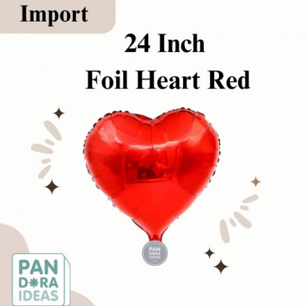 24" Red Heart Foil Balloon | Balon Foil Hati Merah