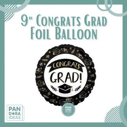 9" Sketched Congrats Grad Foil Balloon | Balon Foil Wisuda Dekorasi
