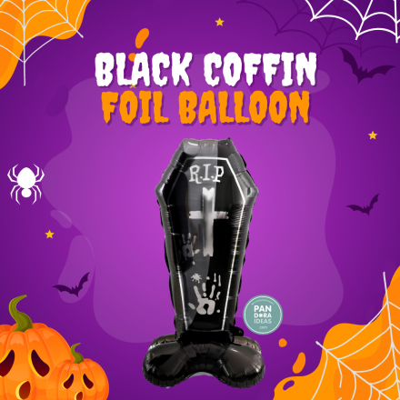 Halloween Black Coffin Foil Balloon | Balon Foil Peti Hitam