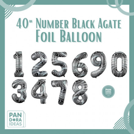 40" Black Agate Number Foil Balloon NEW COLOUR